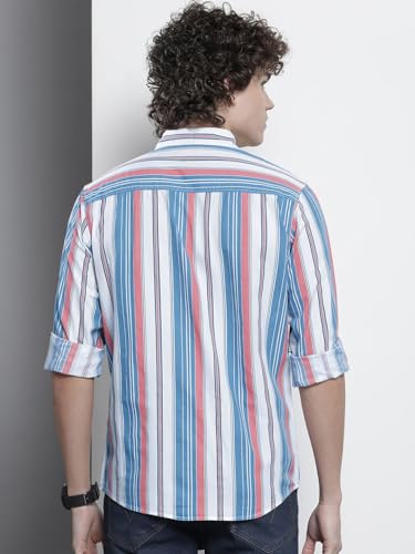 Image of The Indian Garage Co Men Regular Fit Striped Full Sleeves Cutaway Collar Casual Shirt