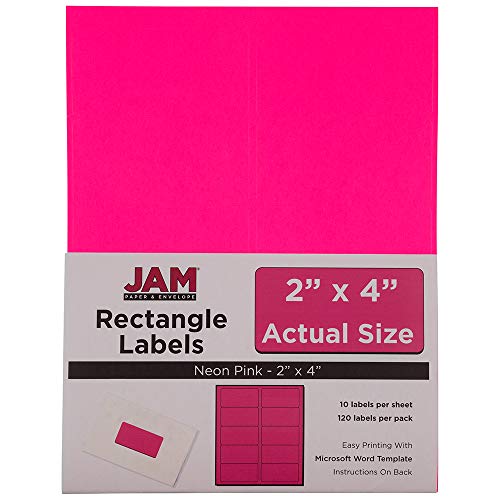 Jam Paper Shipping Address Labels - Standard Mailing - 2 X 4 - Neon Fluorescent Pink - 120/Pack #TOP6