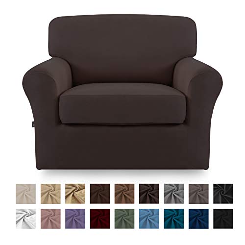 Easy-Going 2 Pieces Microfiber Stretch Couch Slipcover – Spandex Soft Fitted Sofa Couch
