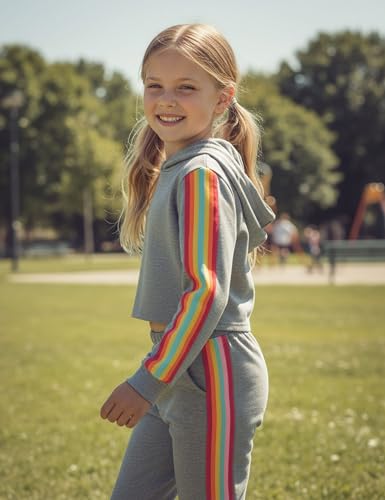 Girls Clothes Hoodies For Girls Activewear Long Sleeve Rainbow Ribbon Sweatshirts And Sweatpants 2 Piece Outfits4