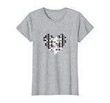 Pixelated Love Heart Black and White Computer 8-Bit Art T-Shirt