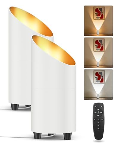 Image of Abovizo 2 Pack Uplighting Indoor, 7W LED Floor Can Lights with Remote, 5.9ft Cord Plug-in Spotlight for Indoor Plants, Wall & Art, 3 Color Temps, Auto-Loop Timer, Memory Function, Non-replaceable Bulb