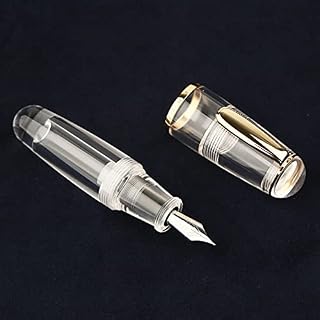 Asvine Majohn Q1 Clear Mini Eyedropper Fountain Pen, Resin Short Pocket Pen, Iridium Extra Fine Nib Large Capacity Writing Pen Case Set