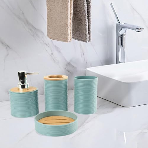 Set de baño completo con dispensador de jabón en material PP resistente 6