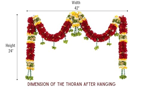 Image of Amazon Brand Umi - Toran for Main Door Entrance, Bandarwal for Festival, Pooja Mandir & Wedding, Handmade Traditional Flower Hanging for Home & Office Decor (42 inches 24 inches) Maroon
