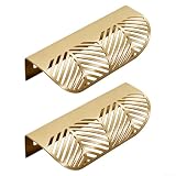 Maniglie dorate per cassetti e armadi, a forma di foglia, manopole in lega di zinco per armadio da cucina, cassettiera camera da letto, scarpiera, confezione da 2 pezzi (B)