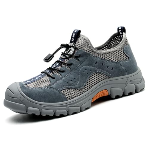 ENEN Zapatillas de Senderismo para Hombre, Ligeras Transpirables Antideslizante Zapatos de Trekking, para Trabajo al Libre Jungla Montaña Aventuras Zapatos (Gris,43)