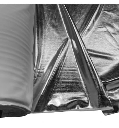 EU Fabrics Metallic Lycra Stretch Fabric | Spandex 4-Way Stretchy Material for Sewing | Ideal for Dancewear and Costume | Elastane Shiny Foil Spandex (Silver White, 1 Metre x147cm)