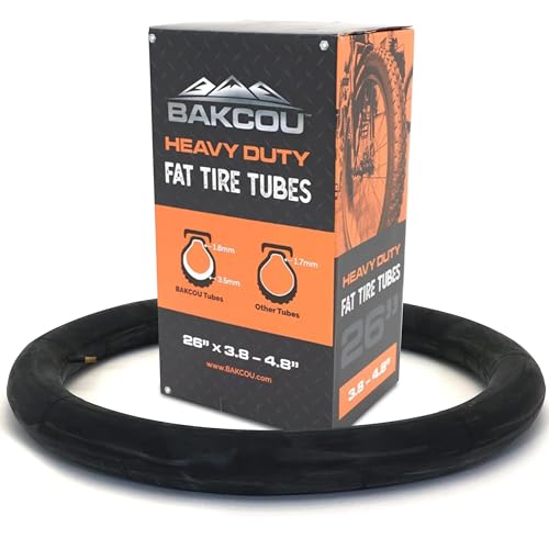 Bakcou - 26x4 Heavy-Duty Fat Tire Tube - Military-Grade Butyl Rubber, Schrader Valve, 3.5mm Thickness - Compatible with Electric & Mountain Bikes