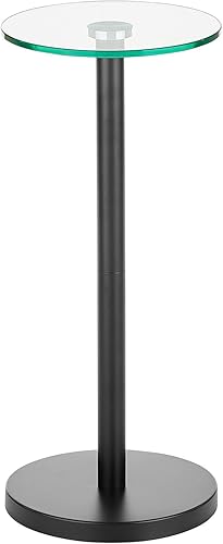 Miniatura 19 de mDesign Mesa de noche lateral o extremo superior de cristal, pequeña y moderna mesita de noche de metal con acento redondo para sala de estar,