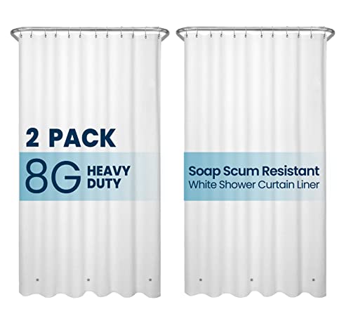 LiBa Shower Curtain Liners, PEVA 2 Pack White Bathroom 72