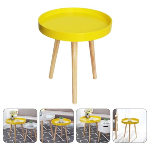 Mesa pequeña nórdica amarilla con diseño delicado y funcional de madera 8