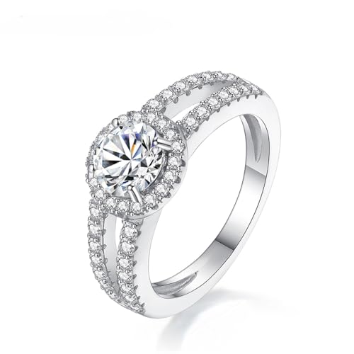 14K Gold Over S925 Sterling Silver 1ct Diamond Double Row Wedding Bands for Women, Round Cut VVS1 D-Color Engagement Rings,Thoughtful Wedding Gift for Bride