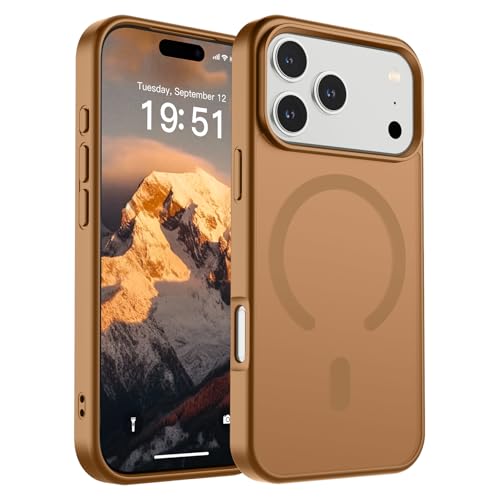 Image of SUPFINE Magnetic for iPhone 17 Pro Case (Compatible with MagSafe)(Military Grade Drop Protection) Translucent Matte Shockproof with Anti-Fingerprint Phone Cover 2025,Brown