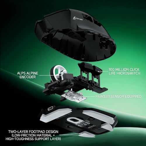 Image of MAMBASNAKE Attack Shark V6 65g Lightweight RGB Gaming Mouse with Magnetic Charging Dock, BT /2.4G Wireless /Wired 1K Polling Rate, 25K DPI, Programmable Mice for PC /Mac /Laptop(Black)