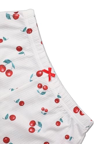 Image of Hilinker Womens Graphic Print Ribbed PJ Set Crop Cami Tops and Shorts Cute Pajamas Set