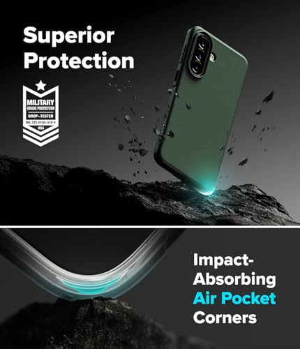 Image of Ringke Onyx for Samsung Galaxy A57 [Anti-Fingerprint Texture] Slim-Fit Lightweight Shockproof Protective Case Back Cover with Non-Slip Side Grip - Dark Green