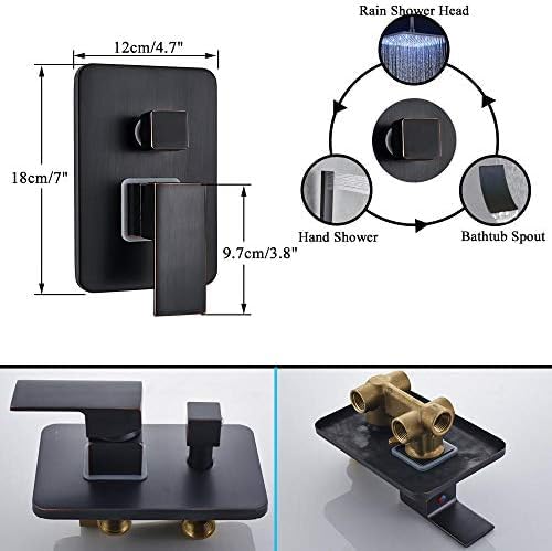 Robinet de douche noir et bronze mat ensemble de bain mural de 10 à 12 pouces - 6