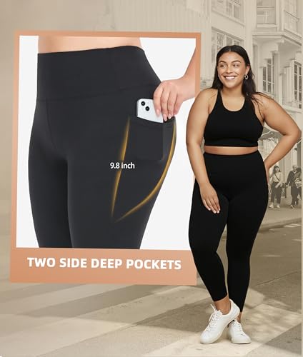 Image of NEW YOUNG Capri Leggings with Pockets for Women High Waisted Workout Leggings Tummy Control Yoga Pants
