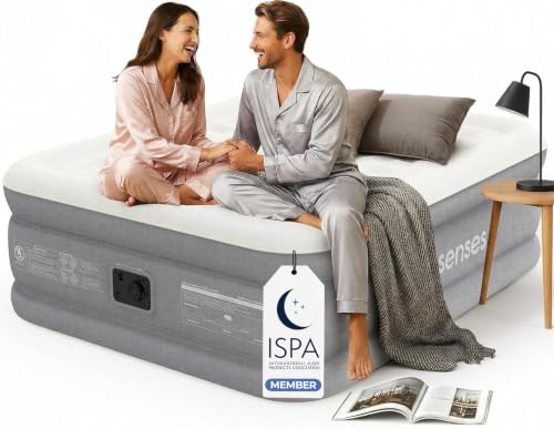 Queen Air Mattress with Built-in Pump 18in, Fabric-Laminated | Anti-Leak Honeycomb Design, 3-Layer Fabric-Laminated Side Walls, 800 LBS Capacity, 3-Min Inflation for Home Guests Camping