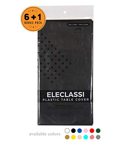 Black 7 Pack Premium Disposable Plastic Table Cover 54 x 108 Inch