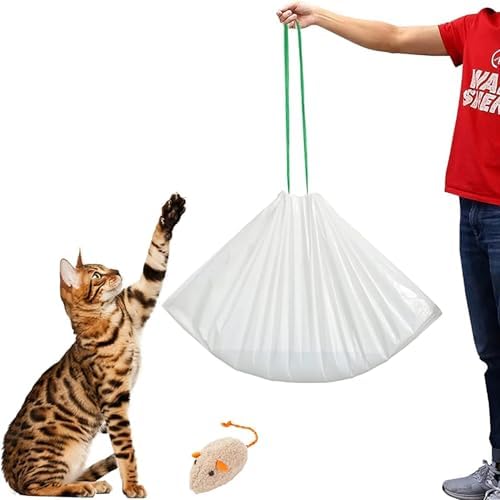 KropBom 40 Cat Litter Tray Liners, 91 x 40cm Large Extra Durable Kitty Litter Tray Bags Drawstring Heavy Duty Liner Bags for Pet Cat Litter Box Pan