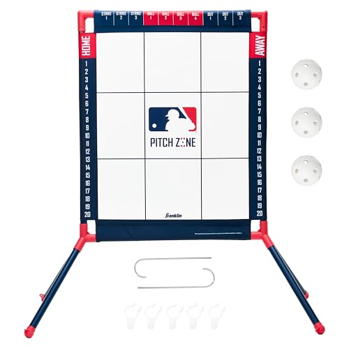 Franklin Sports MLB Baseball Pitch Zone Pitching Target - Kids Strike Zone Trainer for Backyard Games + Practice + (3) Plastic Balls - Fun Youth Baseball Toy - Ages 6+