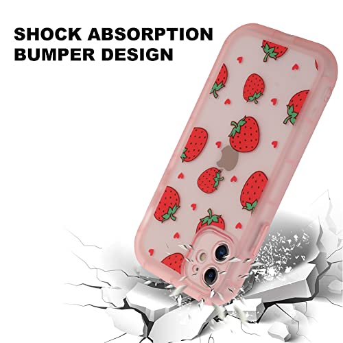 Mzelq Compatible With Iphone 11 Case Pink Strawberry Cute Pattern, Soft Tpu Cute Camera Protector Iphone 11 Case For Girls Women + 1* Screen Protector, Camera Hole Protective Cover #TOP3
