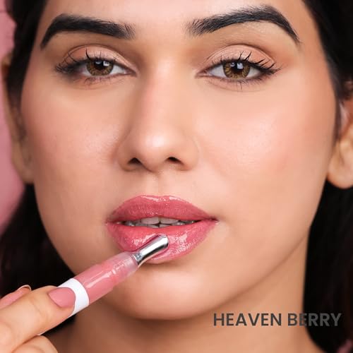 Image of LAMIOR Peptide Glaze Lip Balm - 3 in 1 Formula for Glossy Shine, Healing & Nourishment for Dry Dark & Pigmented Lips with Shea Butter, Non Sticky Lip Balm for Women, (Heaven Berry (Ph & Shimmer))