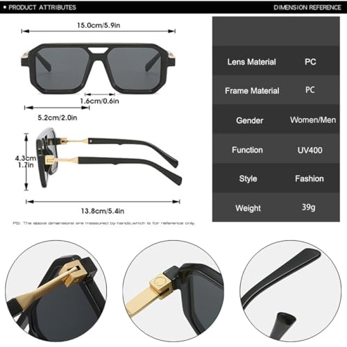 Lunettes de soleil à double ponts et verres polygonaux dégradés de mode - 6