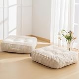 6" Washable Floor Pillow Cushion for Adults, Meditation Cushion Pillow, Removable Tufted Blended Corduroy Cover, Large Square Floor Sitting for Tatami Living Room or Yoga, 2Pack, Machine Washable