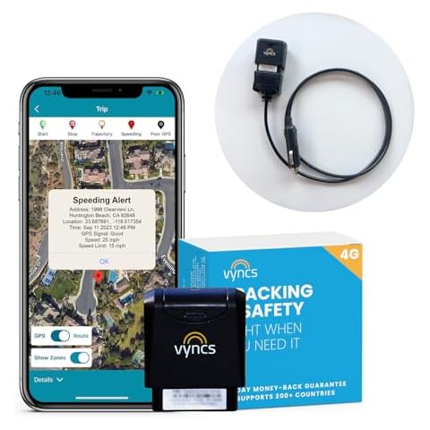 Business Fleet GPS Tracker Vyncs NonOBD No Monthly Fee, 4G LTE, Real Time Truck Tracking, SIM, 1 Year Data Plan, Trips, Vehicle Maintenance, Driver Alerts, Unlimited Vehicles Activation Fee Cover