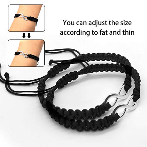 Image of MJartoria Couples Bracelets, Personalized Matching Bracelets for Couples His and Hers, Sign Handmade Rope Braided Rhinestone, Stainless Steel BFF Bracelets for 2