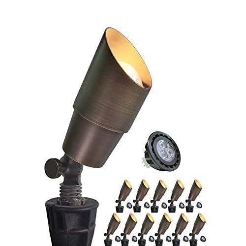 MALORY Brass Landscape Spotlight 12-Pack – 12V LED Lighting