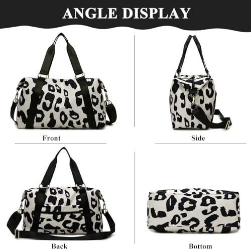 Image of PALAY Travel Bag Oxford Weekender Bags Large Capacity Waterproof Yoga Sports Bag Adjustable Cow Print Portable for Weekend Vacation