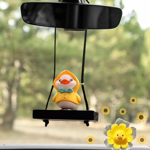 Image of Duck Hanging Cars Mirror with Air Freshener set, Swinging Duck Car Ornaments for Rearview Mirror and Duck Car Air Fresheners, Funny Ducks Hanging Cars Ornament, Rearview Mirror Accessories (Coat Duck)