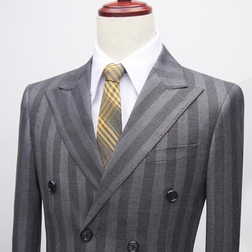 Men's Jacquard 2 Piece Suits Slim Fit Double Breasted Suit Jacket Pants Set Casual Wedding Casual Business3