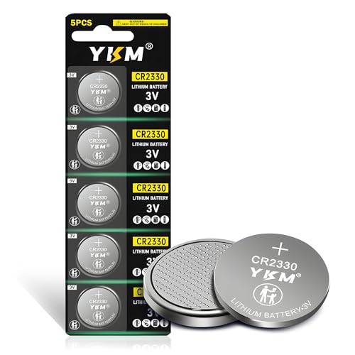 YKM CR2330 Battery ECR2330 BR2330 CR 2330 Lithium 3V Battery for Car Remote Coin Cell Battery 5 Pack