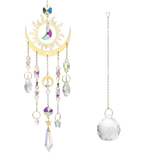 APOMOONS 2 pcs Attrape-Soleil en Cristal, Lune, décoration de fenêtre, Convient pour la Famille et l'extérieur