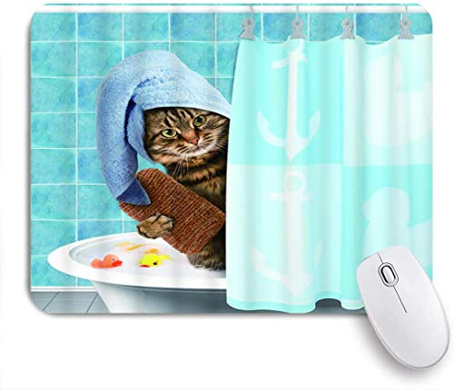 Minalo Gaming Mouse Pad Non-Slip Rubber BaseFunny Bathing Cat Cute Animal Lovely Kitten with Towel Duck Toys in Bathtub for Pet Loverfor Computer Laptop Office Desk95 x 79in
