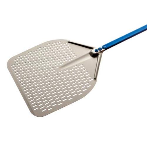 Gi.Metal Pala para pizza profesional extra ligera (peso 0,7 kg), mango largo 150 cm, cabeza fabricada en aluminio anodizado neutro - Línea Azzurra A-32RF