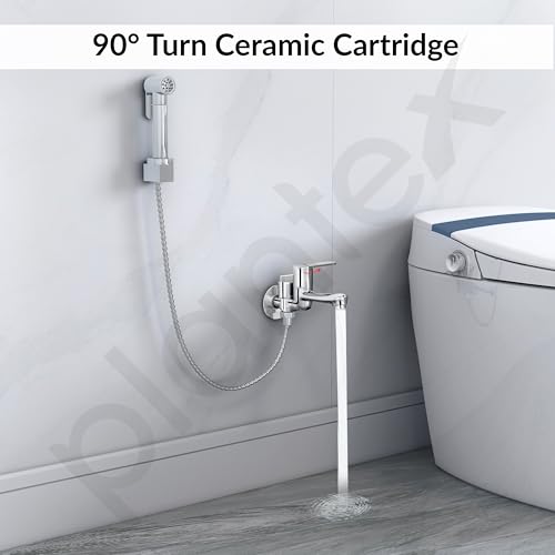 Image of Plantex Pure Brass 2 in 1 Tap for Washing Machine /2-Way Bib Cock for Bathroom with Water Saving Aerator /Bib Cock with Brass Wall Flange and Teflon TapeTape (DOL-2305, Chrome)