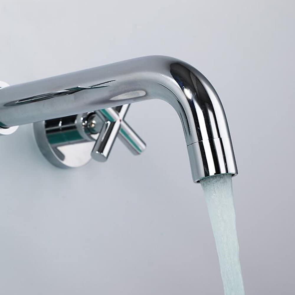 jruia 3 agujeros de montaje en pared – Grifo empotrado baño grifo de 2 Palanca Mezclador de lavabo grifo de pared para lavabo latón cromo caño de 180 cm