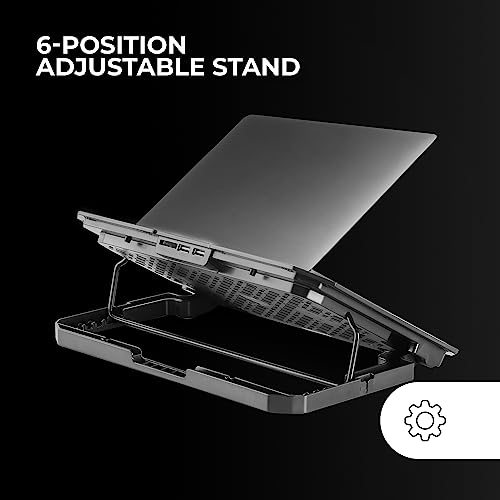 Mars Gaming MNBC23, Base Refrigeradora y Stand 16”, 6 x Ventiladores Controlables con LED Azul, Stand 6 Posiciones, Soporte Smartphone, 2 USB 2.0, Negro - imagen 4