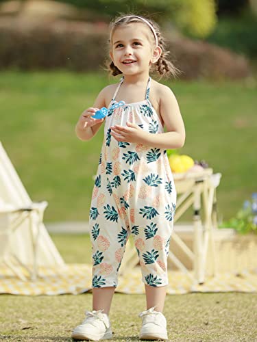 Raisevern Toddler Romper Jumpsuit Pineapple Infant Girl Harem Slouch Jumpsuits Kid Jumpers Summer Sleeveless Beach Party Cute Clothing With Pocket Size 2T 3T #TOP1