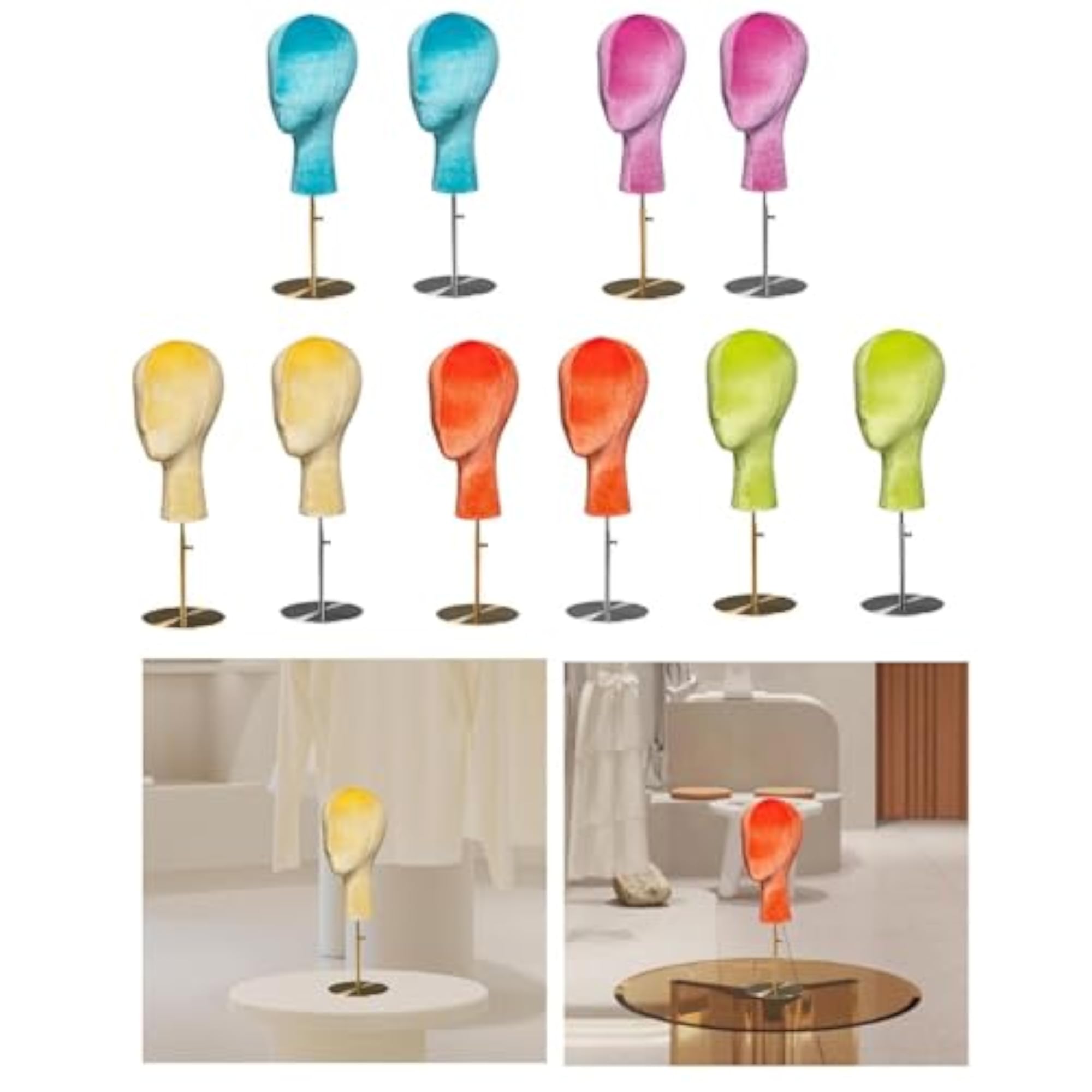 Yellow Mannequin Head Display Stand for Hats and Wigs