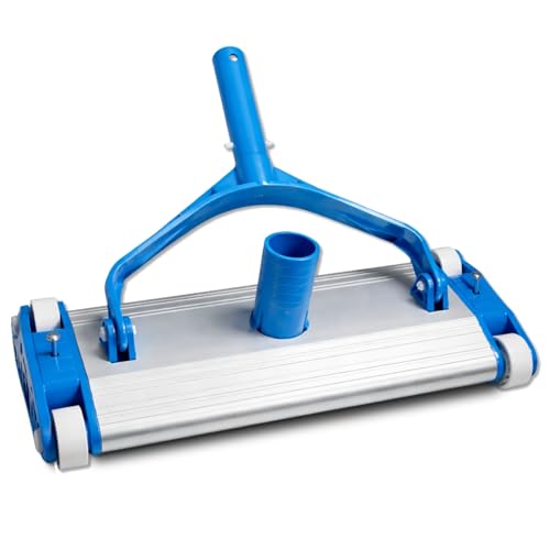 TECHZOCO Limpiafondos de Piscina Manual, Cabezal de aspiradora de Piscina, Cepillo Aspirador Suelo de Piscina, Apto para Mástil de hasta 35mm, Tamaño del Cabezal 35 cm x 15 cm, Aluminio