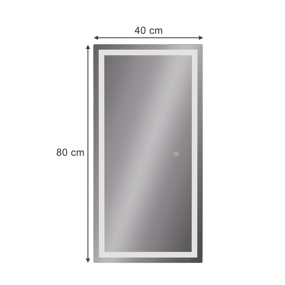 Vicco Specchio bagno Miral, Vetro, 80 x 40 cm con illuminazione frontale, per montaggio a parete con illuminazione LED integrata