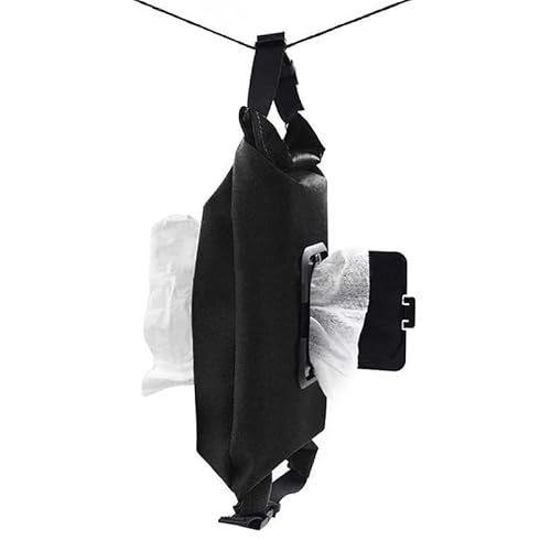 ティッシュケース 吊り下げ ウェットティッシュホルダー ウェットティッシュカバー 2way 壁掛け 横置き アウトドア用 車用 収納バッグ 多機能 アウトドア キャンプ おしゃれ かわいい 防水加工 洗える (黒)