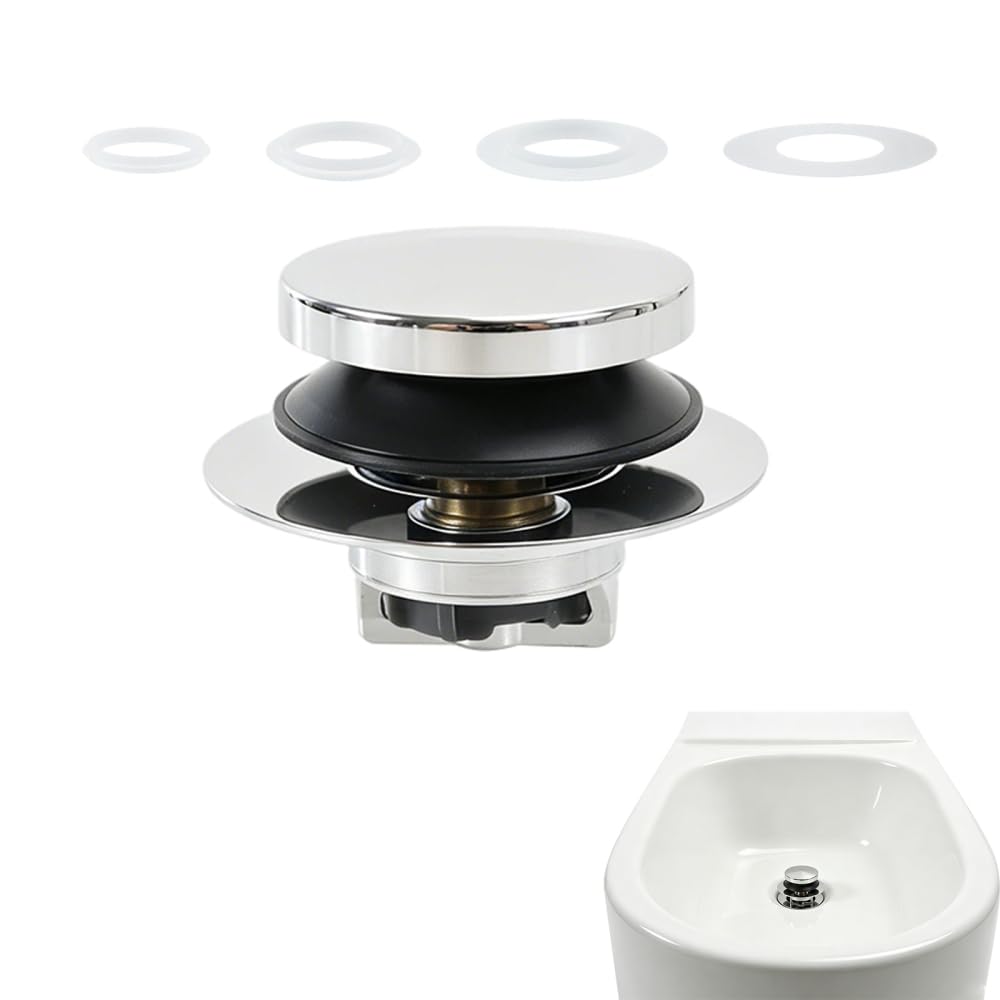 Pop Up Tub Stopper, Brass Bathtub Drain Plug with Hair Catcher